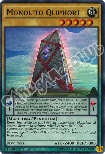 PEVO-IT058 Monolito Qliphort super rara 1a Edizione (IT) -NEAR MINT-