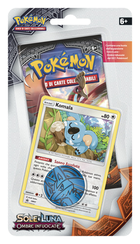 Sole e Luna Ombre Infuocate Blister 1 busta/carta promo, moneta Komala (IT)