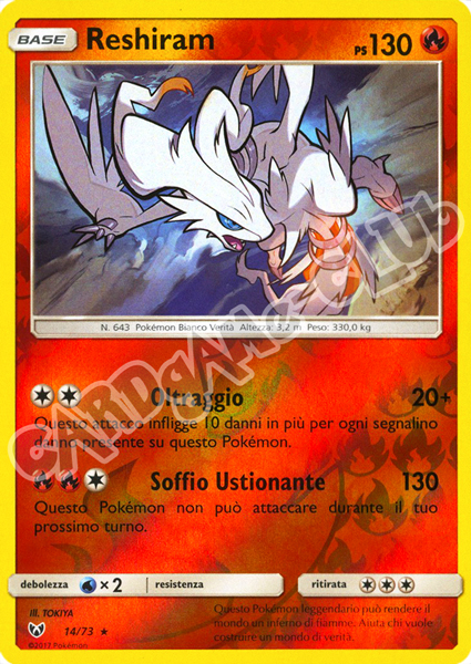 14 / 73 Reshiram rara foil reverse (IT) -NEAR MINT-