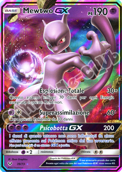 39 / 73 Mewtwo GX rara GX foil (IT) -NEAR MINT-