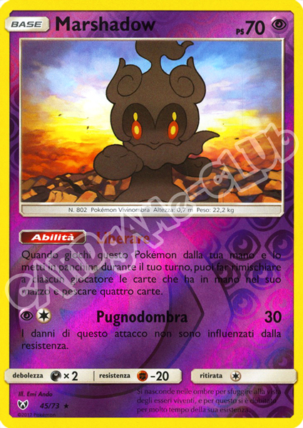 45 / 73 Marshadow rara foil reverse (IT) -NEAR MINT-