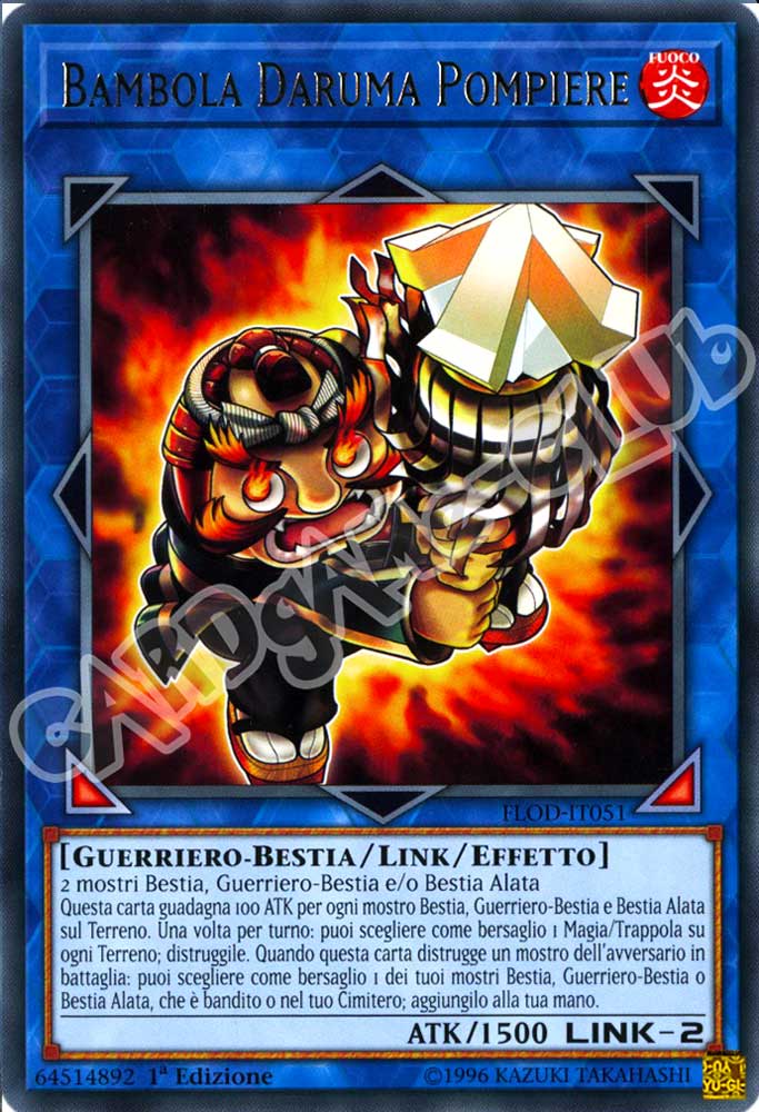 FLOD-IT051 Bambola Daruma Pompiere rara 1a Edizione (IT) -NEAR MINT-