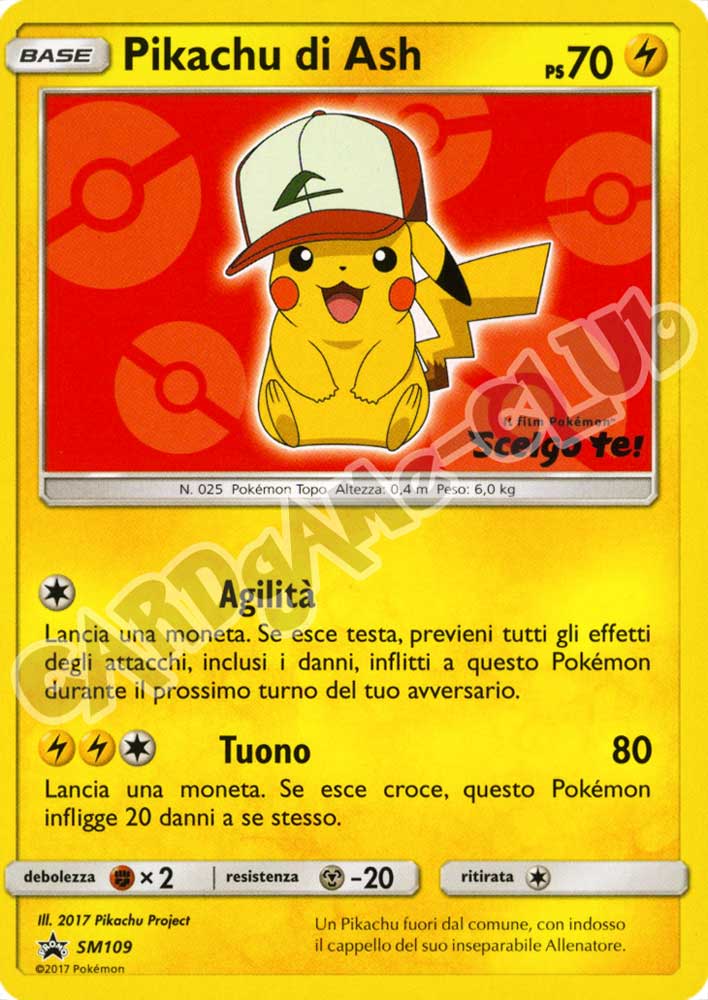 SM109 Pikachu di Ash promo normale (IT) -NEAR MINT-