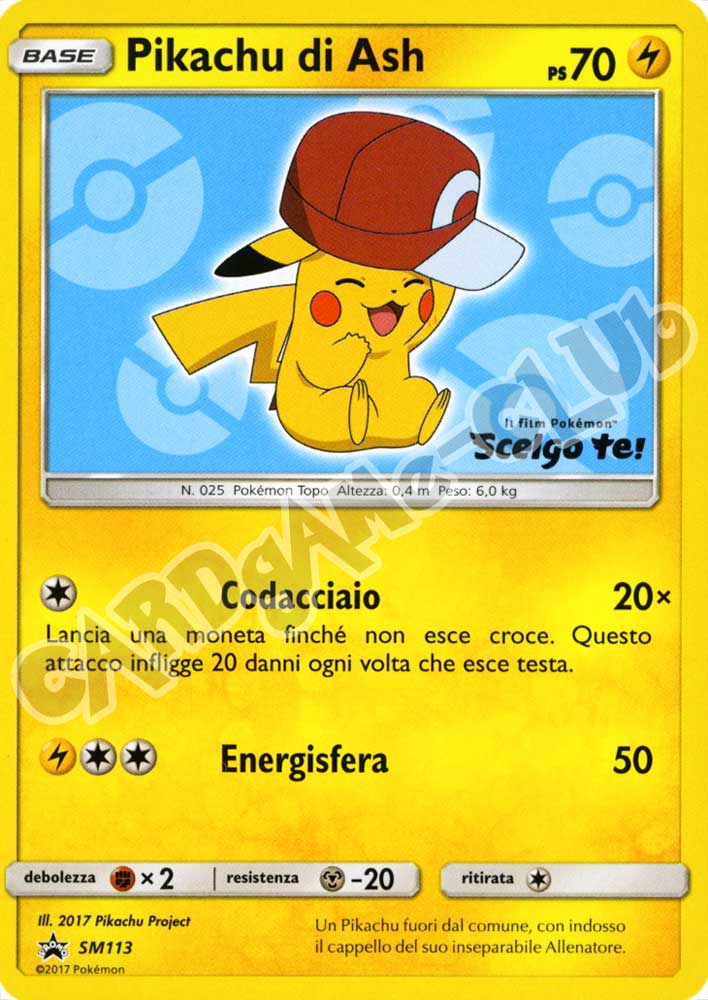 SM113 Pikachu di Ash promo normale (IT) -NEAR MINT-