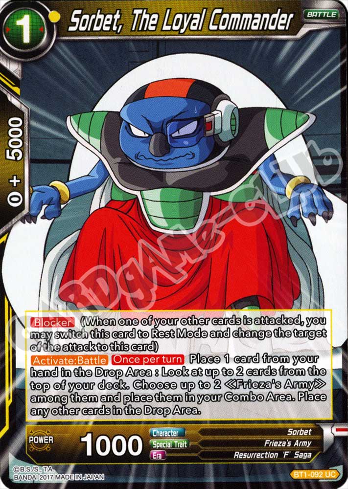 BT1-092 Sorbet, The Loyal Commander non comune normale (EN) -NEAR MINT-