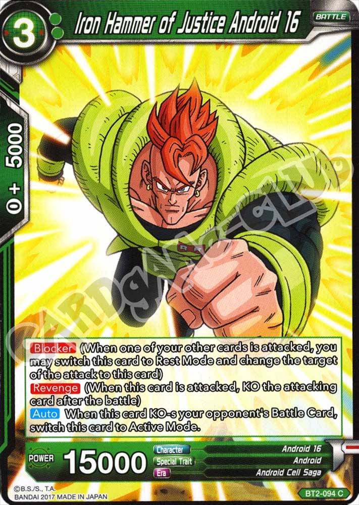 BT2-094 Iron Hammer of Justice Android 16 comune normale (EN) -NEAR MINT-