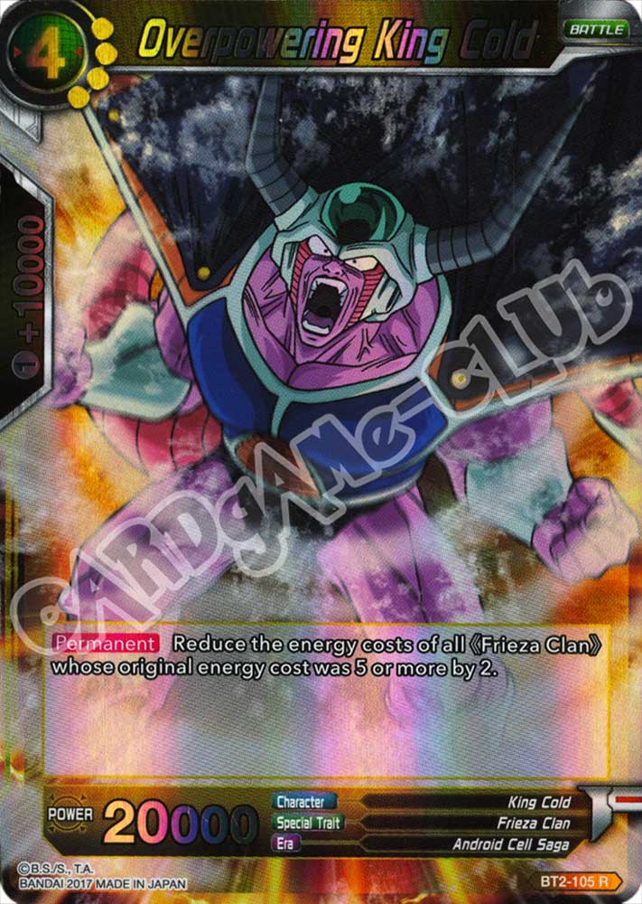 BT2-105 Overpowering King Cold rara normale (EN) -NEAR MINT-