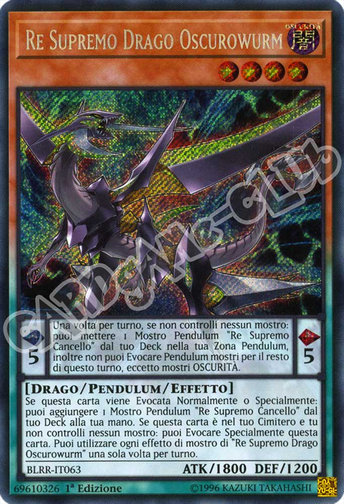 BLRR-IT063 Re Supremo Drago Oscurowurm rara segreta 1a Edizione (IT) -NEAR MINT-
