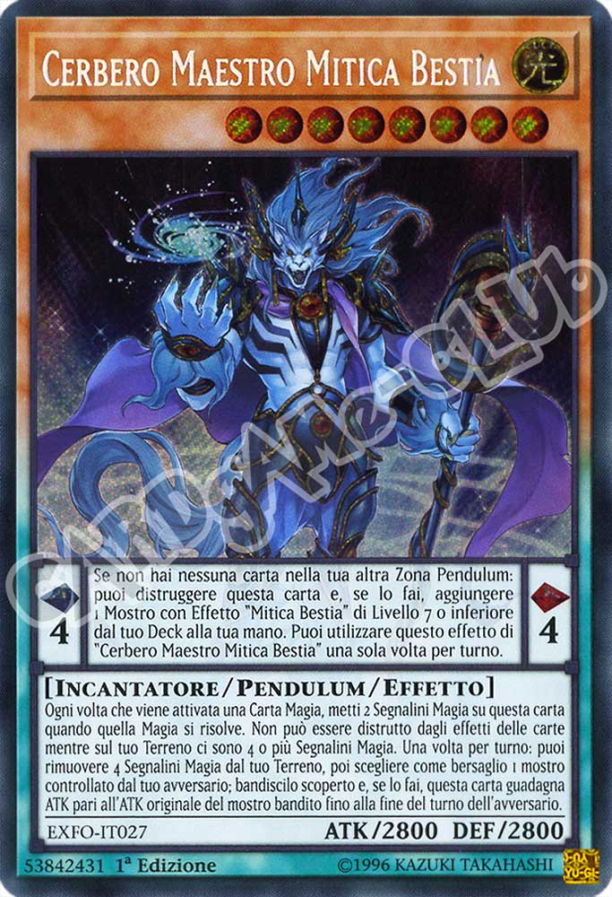 EXFO-IT027 Cerbero Maestro Mitica Bestia rara segreta 1a Edizione (IT) -NEAR MINT-