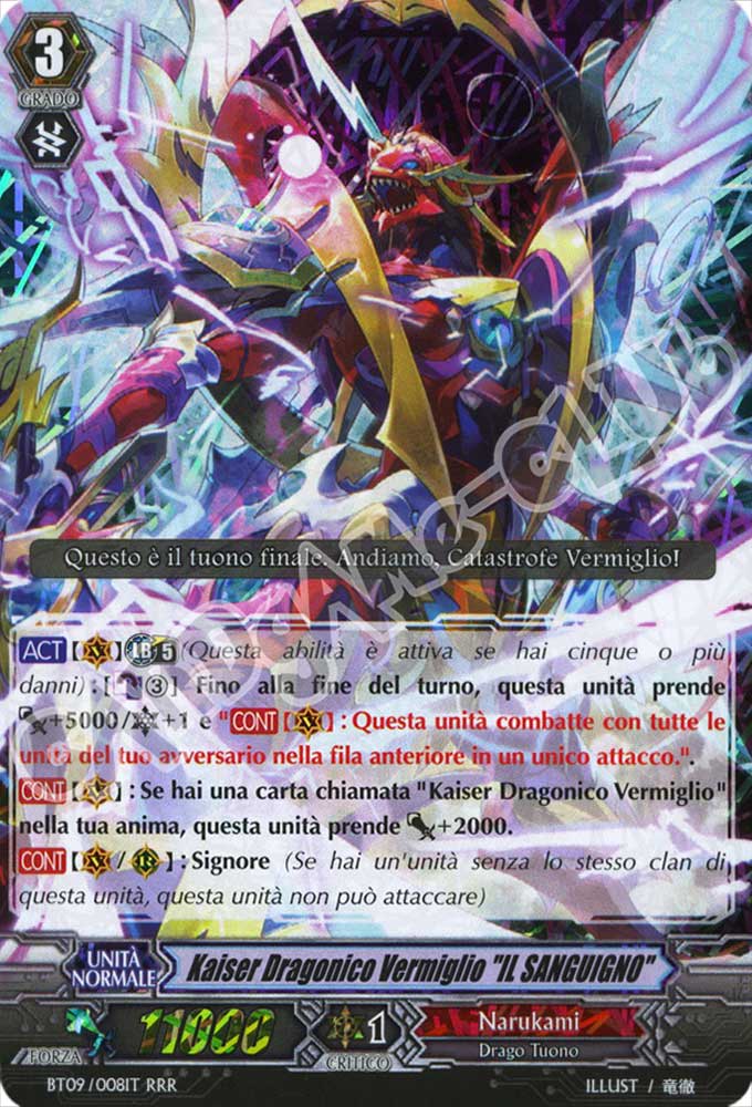BT09-IT008 Kaiser Dragonico Vermiglio "IL SANGUINARIO" tripla rara foil (IT) -NEAR MINT-