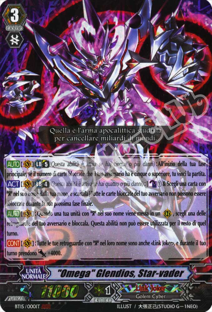 BT15-IT000 "Omega" Glendios, Star-vader tripla rara foil (IT) -NEAR MINT-