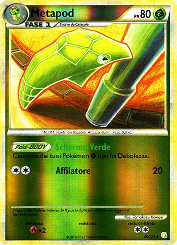 046 / 123 Metapod non comune foil reverse (IT)  -PLAYED-