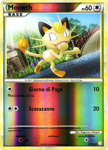 075 / 123 Meowth comune foil reverse (IT) -NEAR MINT-