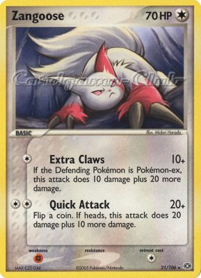 021 / 106 Zangoose rara (EN) -NEAR MINT-