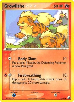 55 / 92 Growlithe comune (EN) -NEAR MINT-