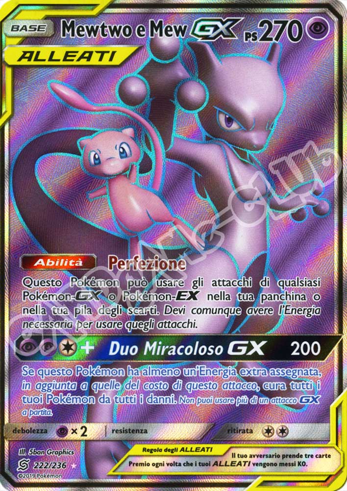 222 / 236 Mewtwo e Mew GX ultra rara foil (IT) -NEAR MINT-