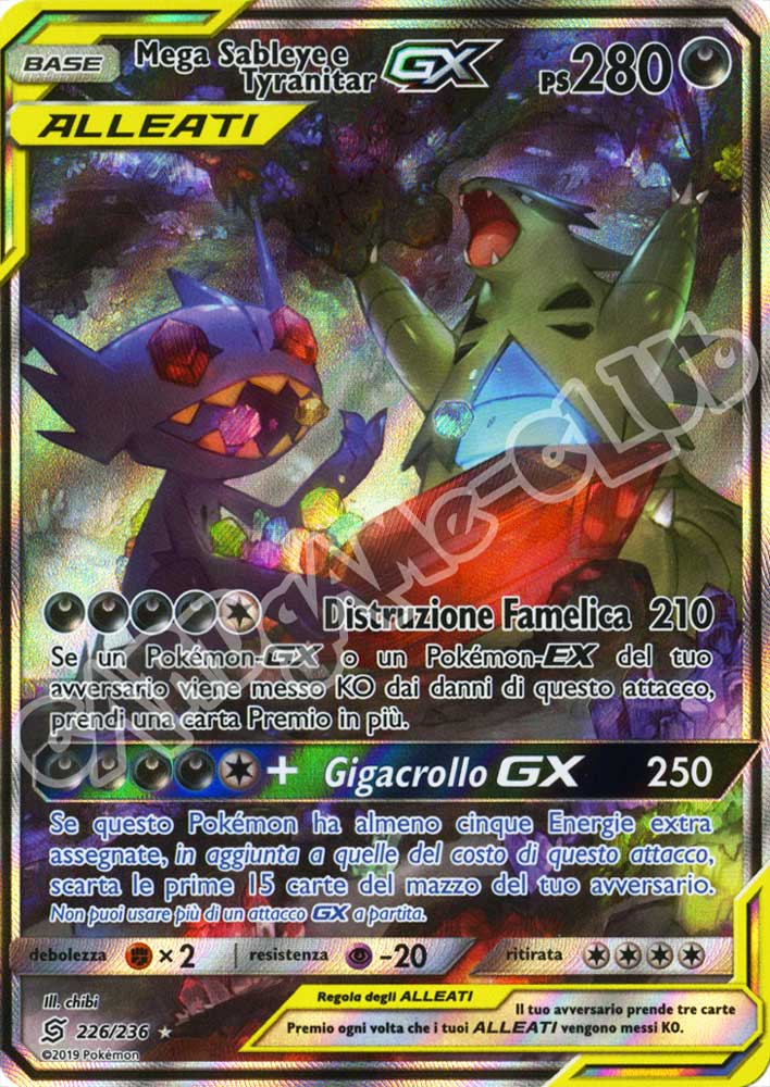226 / 236 Mega Sableye e Tyranitar GX ultra rara foil (IT) -NEAR MINT-