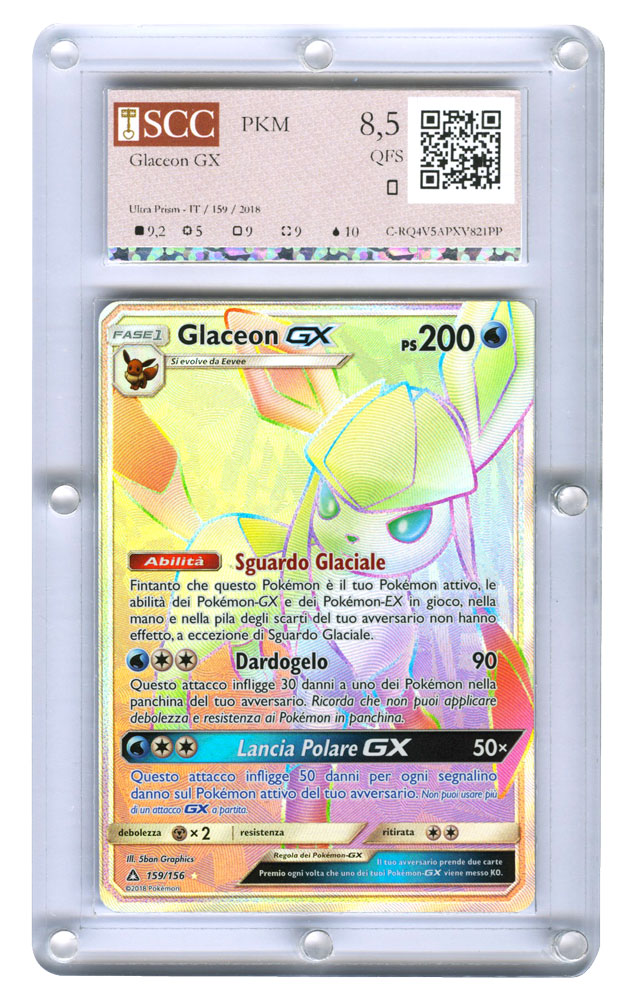 159 / 156 Glaceon GX rara segreta foil (IT) -GRADATA SCC/8,5-