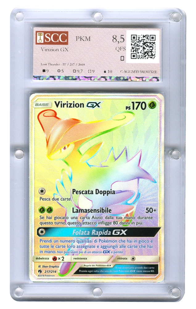 217 / 214 Virizion GX rara segreta foil (IT) -GRADATA SCC/8,5-