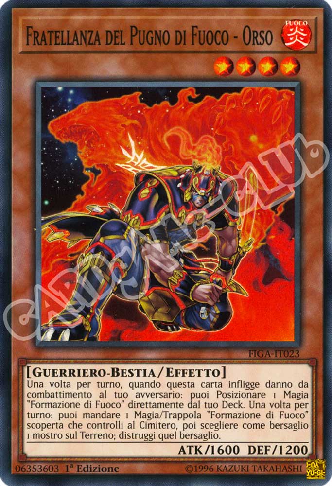 FIGA-IT023 Fratellanza del Pugno di Fuoco - Orso super rara 1a Edizione (IT) -NEAR MINT-