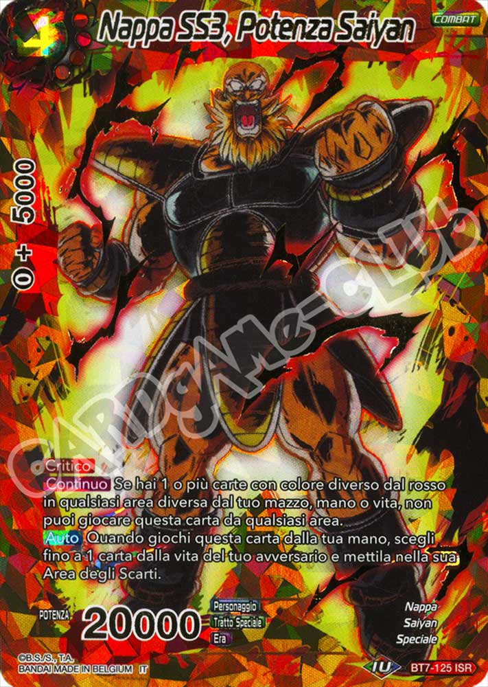 BT7-125 Nappa SS3, Potenza Saiyan rara infinite saiyan foil (IT) -NEAR MINT-