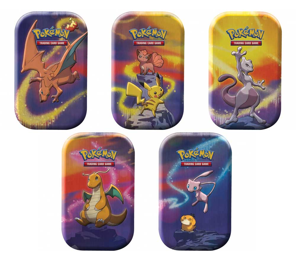 Mini Tin da collezione Prodigi di Kanto 5 Tin: Charizard, Vulpix e Pikachu, Mewtwo, Dragonite, Mew e Psyduck (IT)