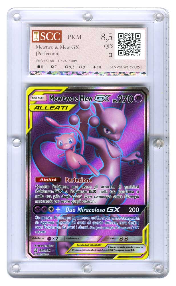 222 / 236 Mewtwo e Mew GX ultra rara foil (IT) -GRADATA-SCC/08,5