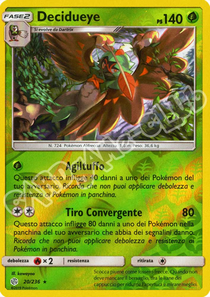 020 / 236 Decidueye rara foil reverse (IT) -NEAR MINT-