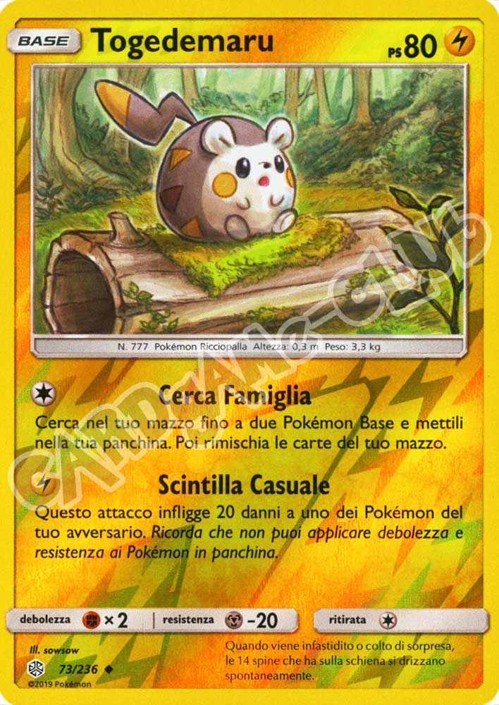 073 / 236 Togedemaru non comune foil reverse (IT) -NEAR MINT-