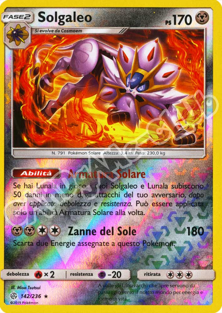 142 / 236 Solgaleo rara foil reverse (IT) -NEAR MINT-