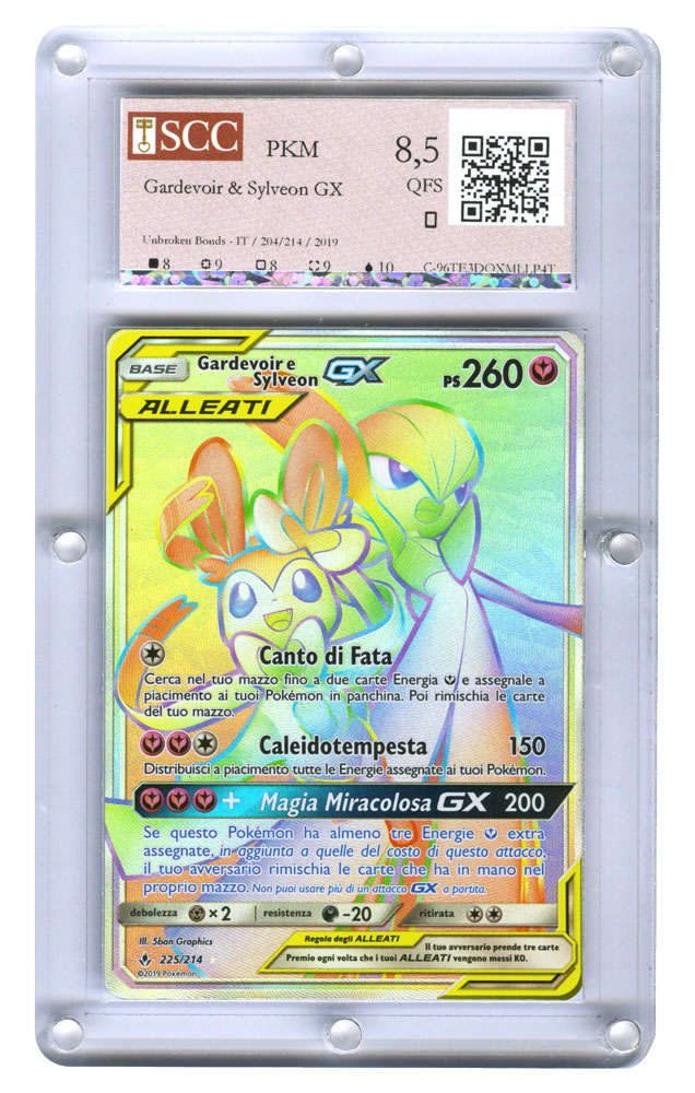 225 / 214 Gardevoir e Sylveon GX rara segreta foil (IT) -GRADATA SCC/8,5-