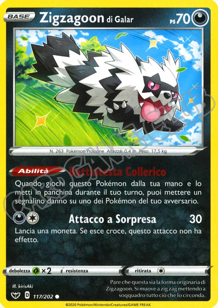 117 / 202 Zigzagoon di Galar comune normale (IT) -NEAR MINT-