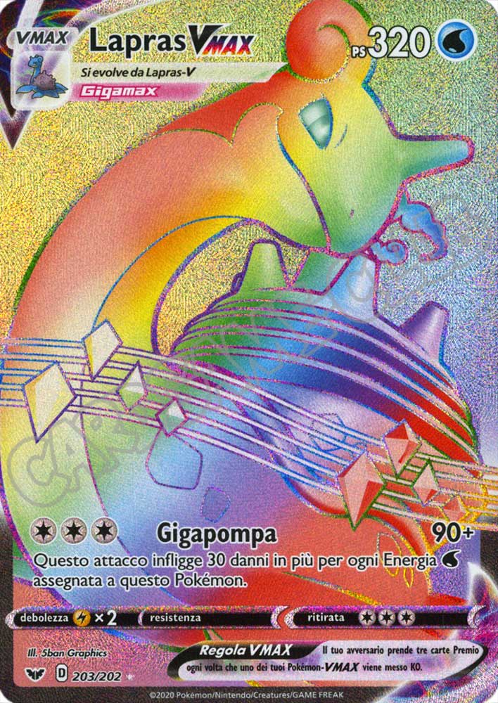 203 / 202 Lapras VMAX rara segreta foil (IT)