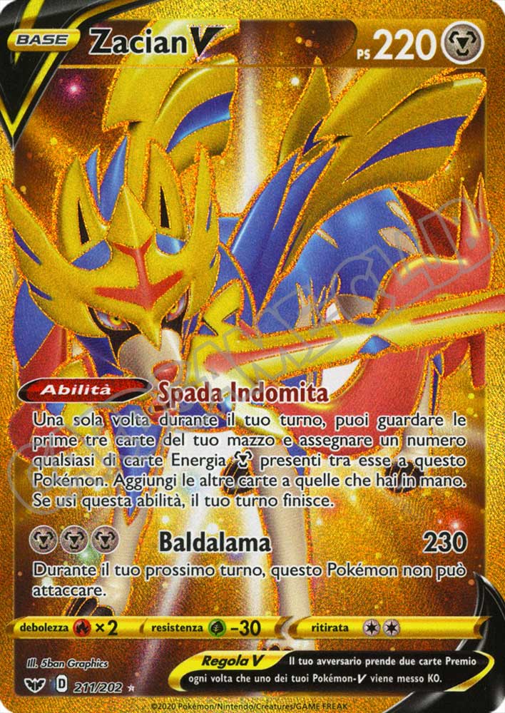 211 / 202 Zacian V rara segreta foil (IT)