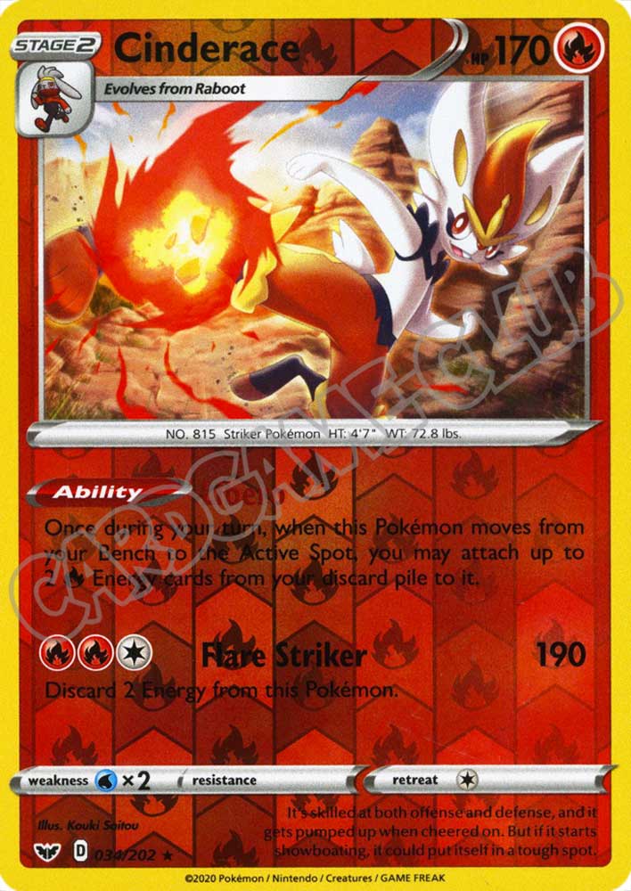 034 / 202 Cinderace rara foil reverse (EN) -NEAR MINT-