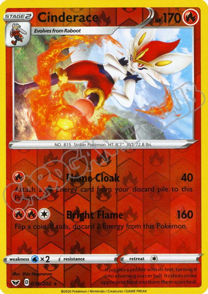 036 / 202 Cinderace rara foil reverse (EN) -NEAR MINT-