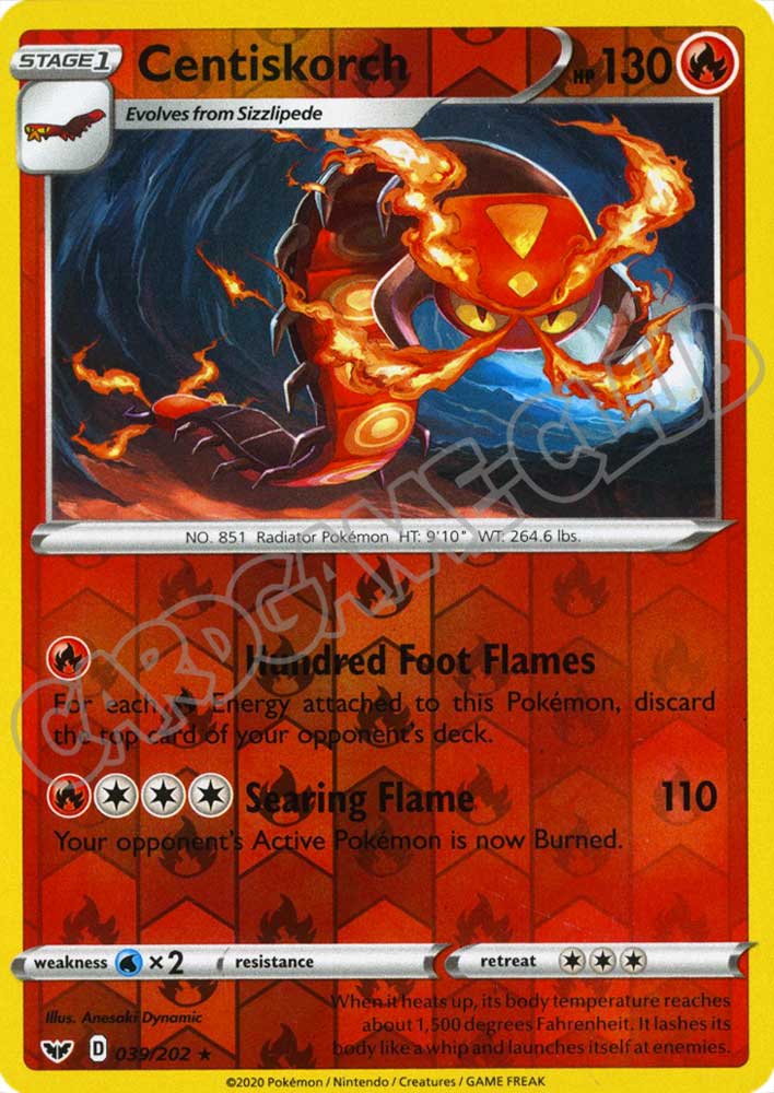 039 / 202 Centiskorch rara foil reverse (EN) -NEAR MINT-