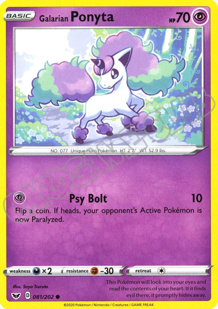 081 / 202 Galarian Ponyta comune normale (EN) -NEAR MINT-