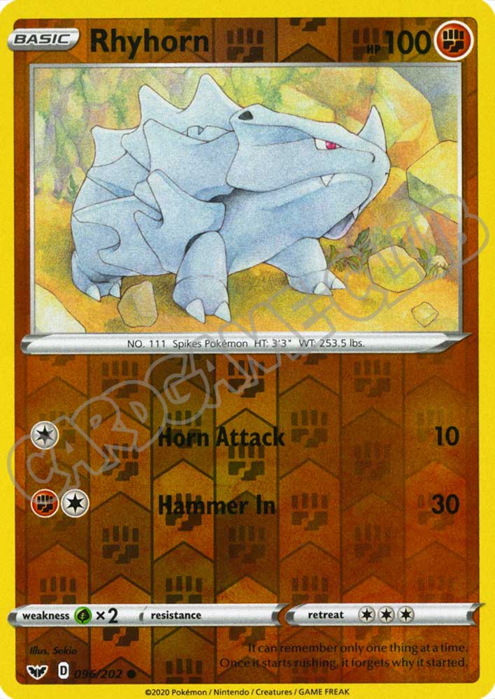 096 / 202 Rhyhorn comune foil reverse (EN) -NEAR MINT-