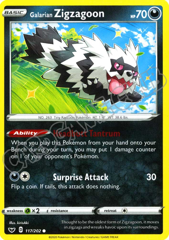 117 / 202 Galaran Zigzagoon comune normale (EN) -NEAR MINT-