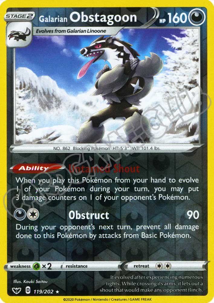 119 / 202 Galaran Obstagoon rara foil reverse (EN) -NEAR MINT-
