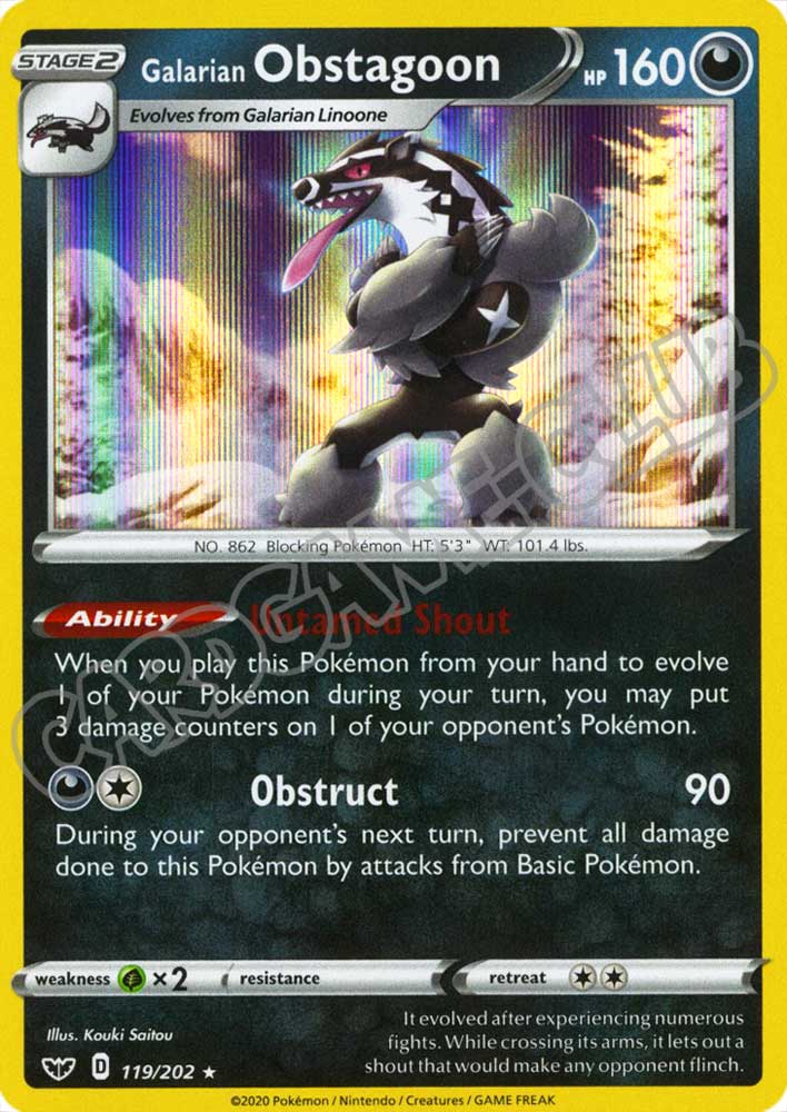 119 / 202 Galaran Obstagoon rara foil (EN) -NEAR MINT-