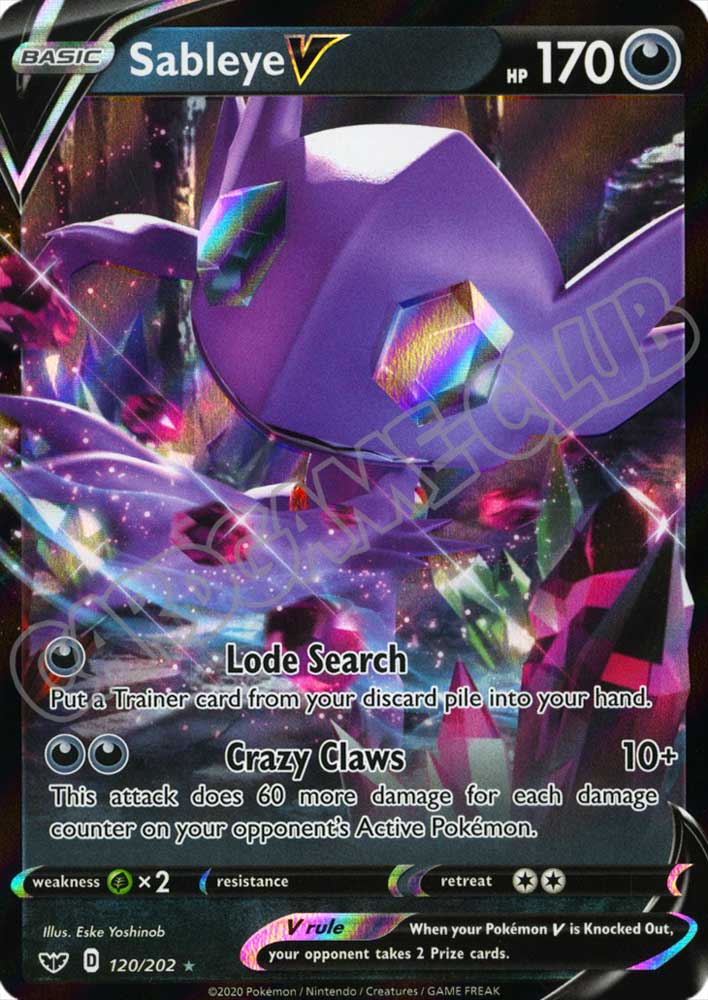 120 / 202 Sableye V rara V foil (EN) -NEAR MINT-