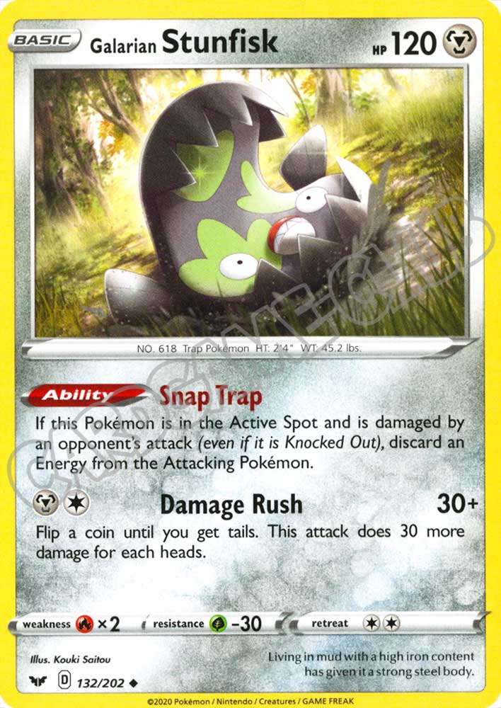 132 / 202 Galaran Stunfisk non comune normale (EN) -NEAR MINT-