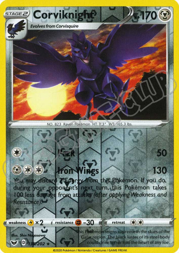 135 / 202 Corviknight rara foil reverse (EN) -NEAR MINT-