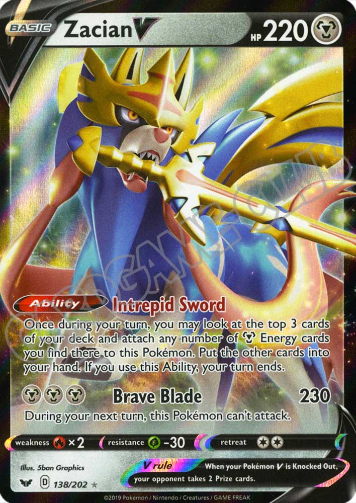 138 / 202 Zacian V rara V foil (EN) -NEAR MINT-