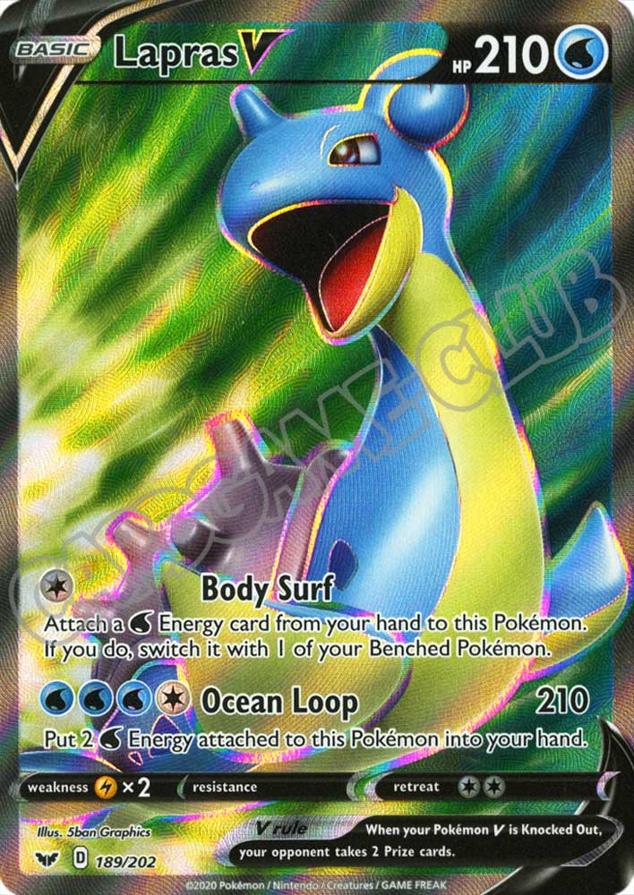 189 / 202 Lapras V rara V foil (EN) -NEAR MINT-