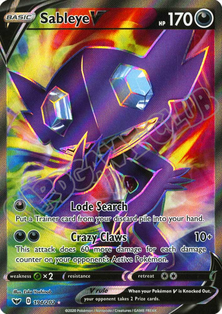 194 / 202 Sableye V rara V foil (EN) -NEAR MINT-