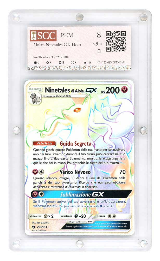 225 / 214 Ninetales di Alola GX rara segreta foil (IT) -GRADATA-SCC/08