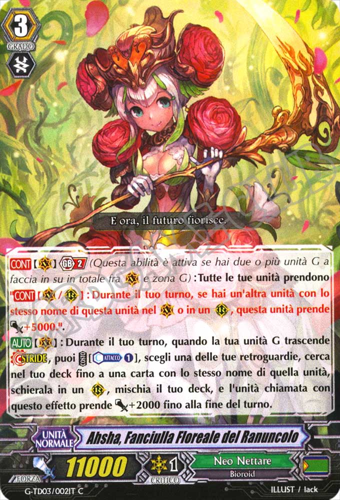 G-TD03-IT002 Ahsha, Fanciulla Floreale del Ranuncolo comune normale (IT) -NEAR MINT-
